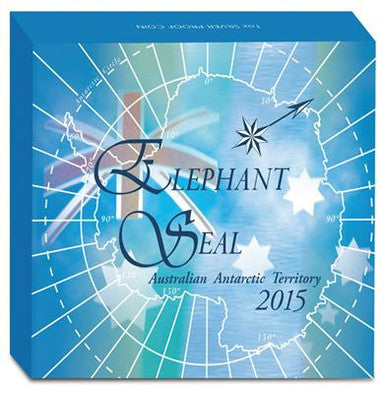 2015 $1 Australian Antarctic Territory Elephant Seal 1oz Silver Coloured Proof Coin