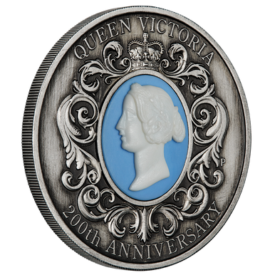 2019 $2 Queen Victoria 200th Anniversary with Cameo Insert 2oz Silver Antiqued Coin