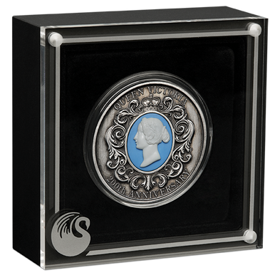 2019 $2 Queen Victoria 200th Anniversary with Cameo Insert 2oz Silver Antiqued Coin