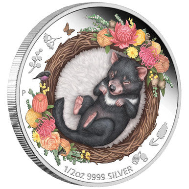 2021 50c Dreaming Down Under Tasmanian Devil Coloured 1/2oz Silver Proof Coin