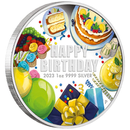 2023 $1 Happy Birthday 1oz Silver Coloured Proof Coin