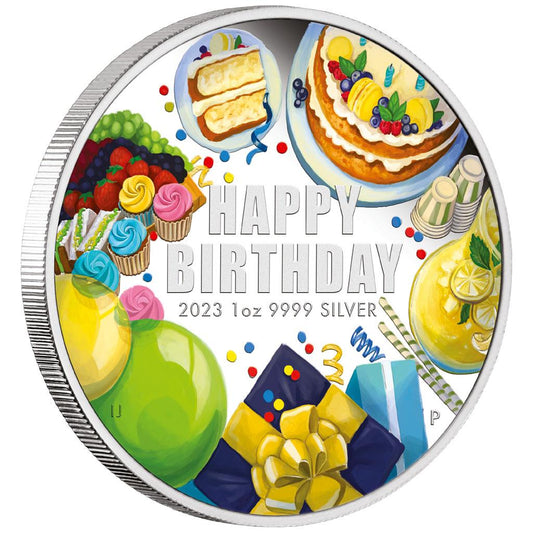 2023 $1 Happy Birthday 1oz Silver Coloured Proof Coin
