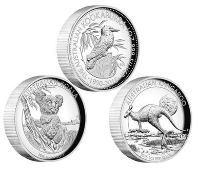 2015 $1 Australian 1oz Silver High Relief Proof 3 Coin Set Collection