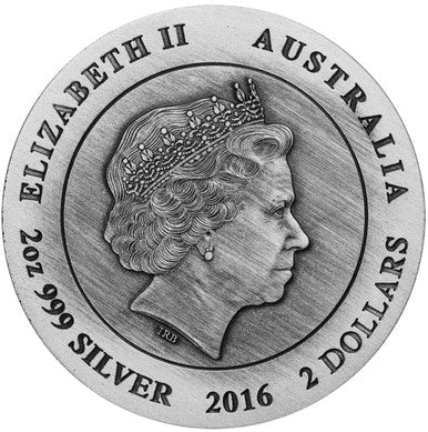 2016 $2 Australian Kangaroo 2oz Silver Antiqued Coin