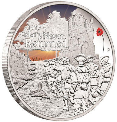 2017 $1 The ANZAC Spirit 100th Anniversary Many Never Returned 1oz Silver Coloured Proof Coin