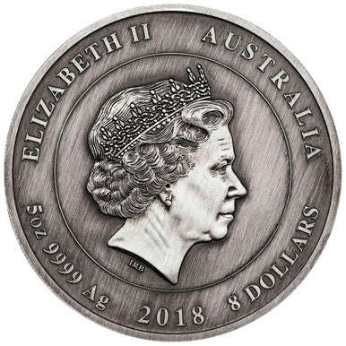 2018 $8 100th Anniversary End of World War I 5oz Silver Antiqued Coin