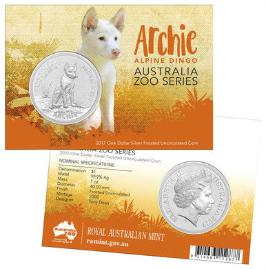 2017 $1 Australia Zoo Archie Alpine Dingo 1oz Silver Uncirculated Coin