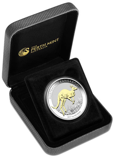 2017 $1 Australian Kangaroo 1oz Silver Gilded Coin