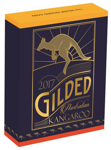 2017 $1 Australian Kangaroo 1oz Silver Gilded Coin