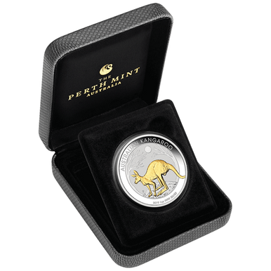 2019 $1 Australian Kangaroo 1oz Silver Gilded Coin