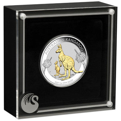 2020 $1 Australian Kangaroo 1oz Silver Gilded Coin
