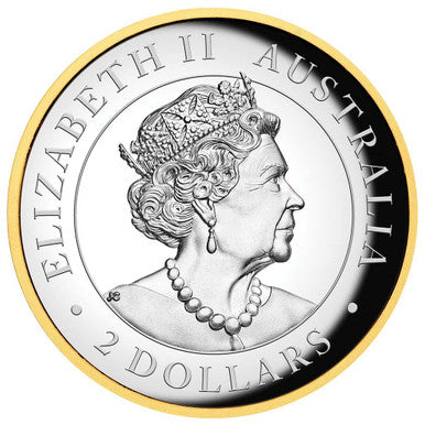 2021 $2 Australian Kookaburra 2oz Silver Selectively Gold Plated High Relief Proof Coin