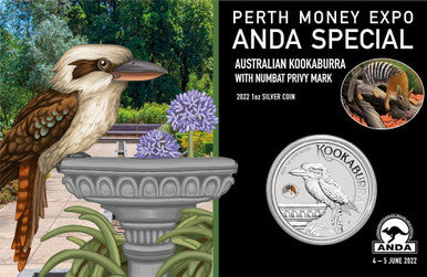 2022 $1 ANDA Perth Australian Kookaburra 'Numbat' Privy Mark 1oz Silver Uncirculated Coin