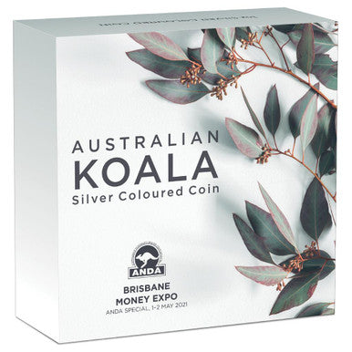 2021 $1 ANDA Brisbane Australian Koala 1oz Silver Coloured Coin