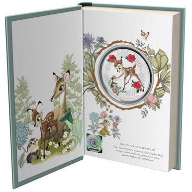 Niue 2020 $2 Disney Season's Greetings Bambi & Thumper 1oz Silver Coloured Proof Coin