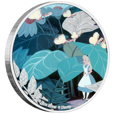 Niue 2021 $2 Disney Alice In Wonderland Alice 1oz Silver Coloured Proof Coin