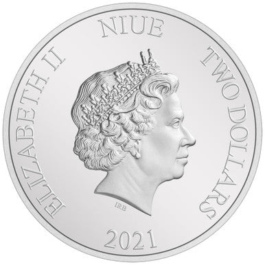 Niue 2021 $2 Disney Alice In Wonderland Alice 1oz Silver Coloured Proof Coin