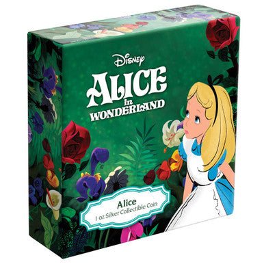 Niue 2021 $2 Disney Alice In Wonderland Alice 1oz Silver Coloured Proof Coin