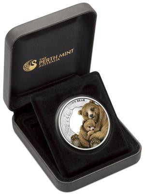 Tuvalu 2014 50c Mother's Love Brown Bear 1/2oz Silver Coloured Proof Coin
