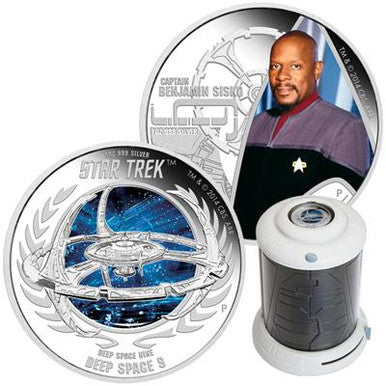 Tuvalu 2015 $1 Star Trek Captain Benjamin Sisko and Deep Space Nine 1oz Silver Coloured Proof 2 Coin Set