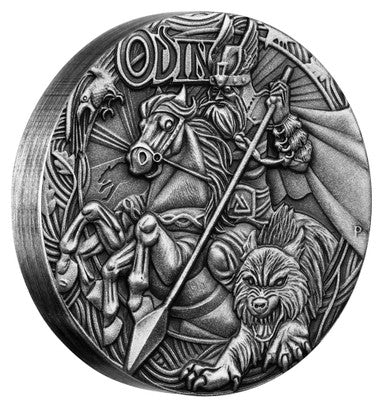 Tuvalu 2016 $2 Norse Gods Odin 2oz Silver Antiqued Coin