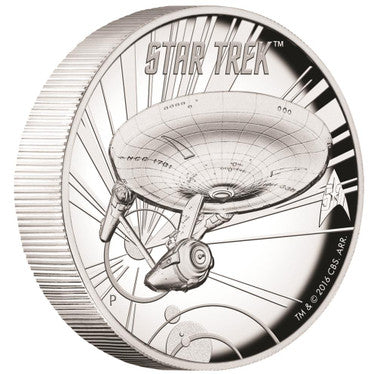 Tuvalu 2016 $1 Star Trek 50th Anniversary USS Enterprise NCC-1701 1oz Silver High Relief Proof Coin