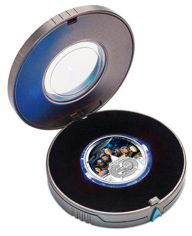 Tuvalu 2017 $2 Star Trek The Next Generation 30th Anniversary USS Enterprise NCC-1701-D Crew 2oz Silver Coloured Proof Coin