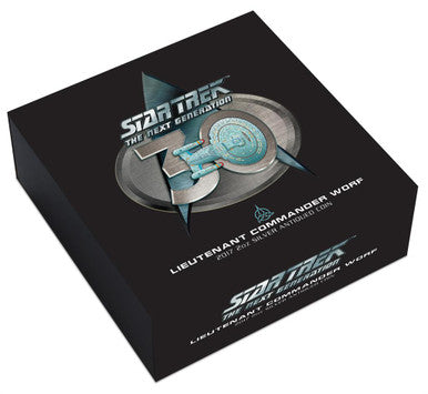 Tuvalu 2017 $2 Star Trek The Next Generation 30th Anniversary Worf 2oz Silver Antiqued Coin