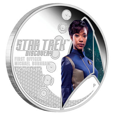 Tuvalu 2018 $1 Star Trek Discovery First Officer Michael Burnham and USS Discovery NCC-1031 1oz Silver Coloured Proof 2 Coin Set