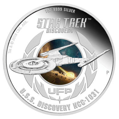 Tuvalu 2018 $1 Star Trek Discovery First Officer Michael Burnham and USS Discovery NCC-1031 1oz Silver Coloured Proof 2 Coin Set