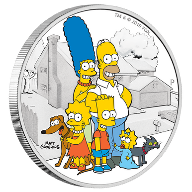 Tuvalu 2019 $2 The Simpsons Family 2oz Silver Coloured Proof Coin