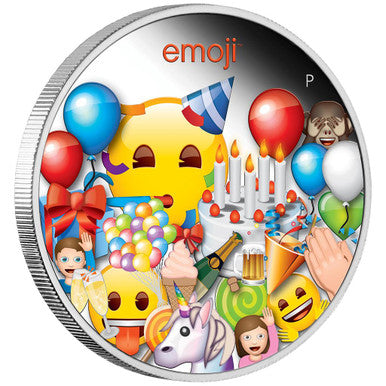 Tuvalu 2020 $1 Emoji Celebration 1oz Silver Coloured Proof Coin