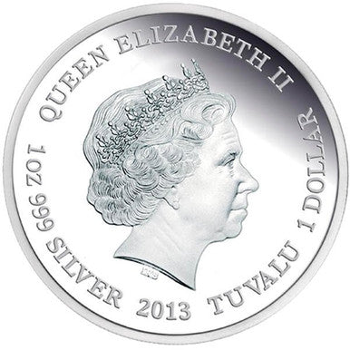Tuvalu 2013 $1 Endangered and Extinct Tasmanian Devil 1oz Silver Coloured Proof Coin