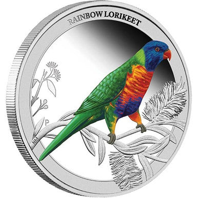 2013 50c Birds of Australia Rainbow Lorikeet 1/2oz Silver Coloured Proof Coin