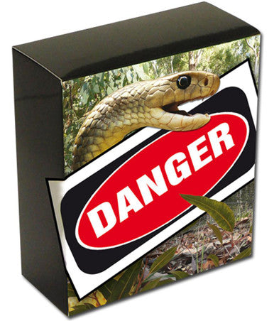 Tuvalu 2010 $1 Deadly and Dangerous Eastern Brown Snake 1oz Silver Coloured Proof Coin