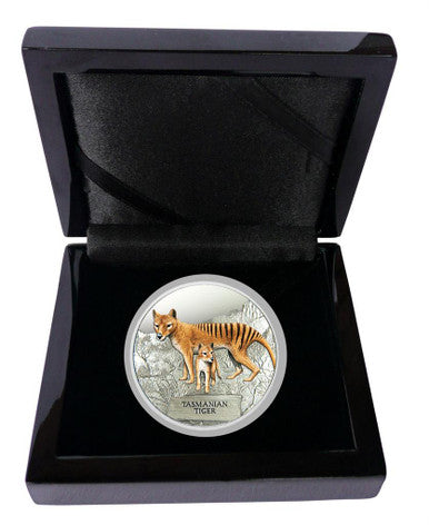 Tuvalu 2011 $1 Endangered and Extinct Tasmanian Tiger 1oz Silver Coloured Proof Coin