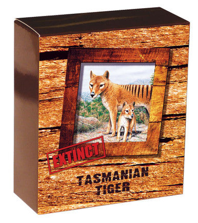 Tuvalu 2011 $1 Endangered and Extinct Tasmanian Tiger 1oz Silver Coloured Proof Coin
