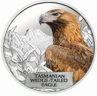 Tuvalu 2012 $1 Endangered and Extinct Tasmanian Wedge-Tailed Eagle 1oz Silver Coloured Proof Coin