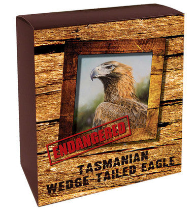 Tuvalu 2012 $1 Endangered and Extinct Tasmanian Wedge-Tailed Eagle 1oz Silver Coloured Proof Coin