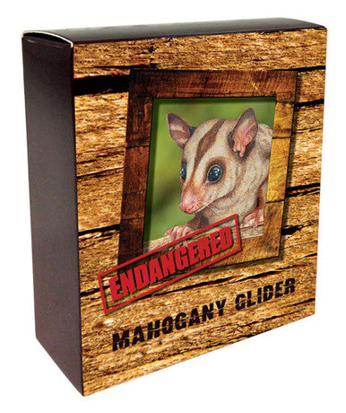 Tuvalu 2015 $1 Endangered and Extinct Mahogany Glider 1oz Silver Coloured Proof Coin