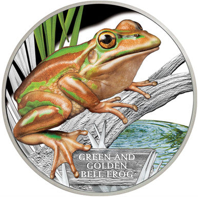 Tuvalu 2017 $1 Endangered and Extinct Green and Golden Bell Frog 1oz Silver Coloured Proof Coin