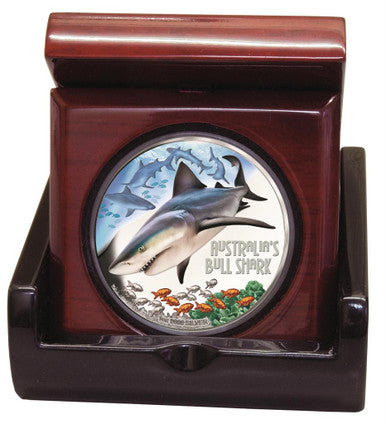 Tuvalu 2017 $1 Deadly and Dangerous Bull Shark 1oz Silver Coloured Proof Coin