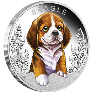 Tuvalu 2018 50c Puppies Beagle 1/2oz Silver Coloured Proof Coin
