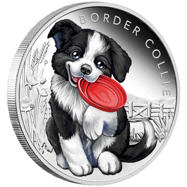Tuvalu 2018 50c Puppies Border Collie 1/2oz Silver Coloured Proof Coin