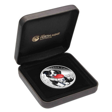 Tuvalu 2018 50c Puppies Border Collie 1/2oz Silver Coloured Proof Coin