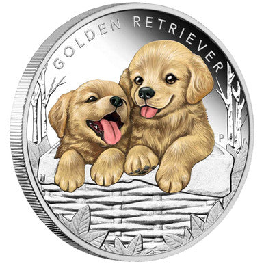 Tuvalu 2018 50c Puppies Golden Retriever 1/2oz Silver Coloured Proof Coin