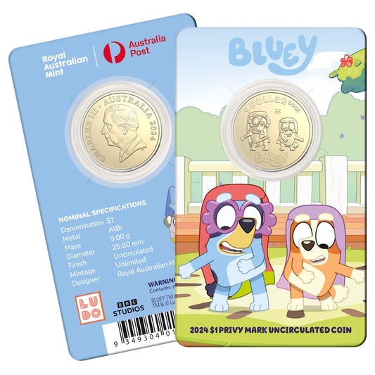 2024 $1 Bluey The Grannies Envelope Privy Mark Uncirculated Coin