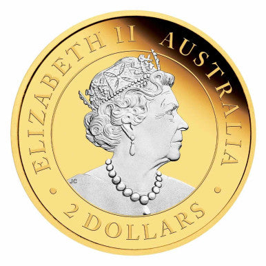 2022 $2 Australian Kangaroo  Gold-Gilded 2oz Silver Coin