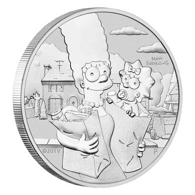2021 $1 The Simpsons Marge & Maggie 1oz Silver Uncirculated Coin in Card
