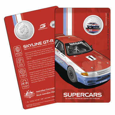 2020 50c 60 Years of Australian Supercars 1991 Nissan Skyline Coloured Uncirculated Coin